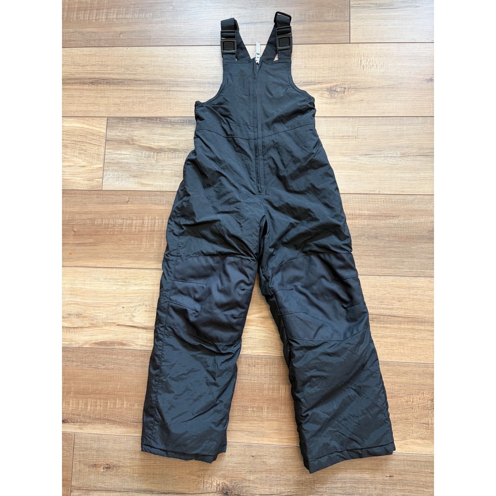 Lands End Kids Grow-A-Longs Snow Bibs Black Insulated Winter Overalls Size 5